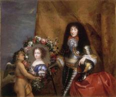 Monsieur with his favourite daughter Marie Louise. Versailles, Pierre Mignard